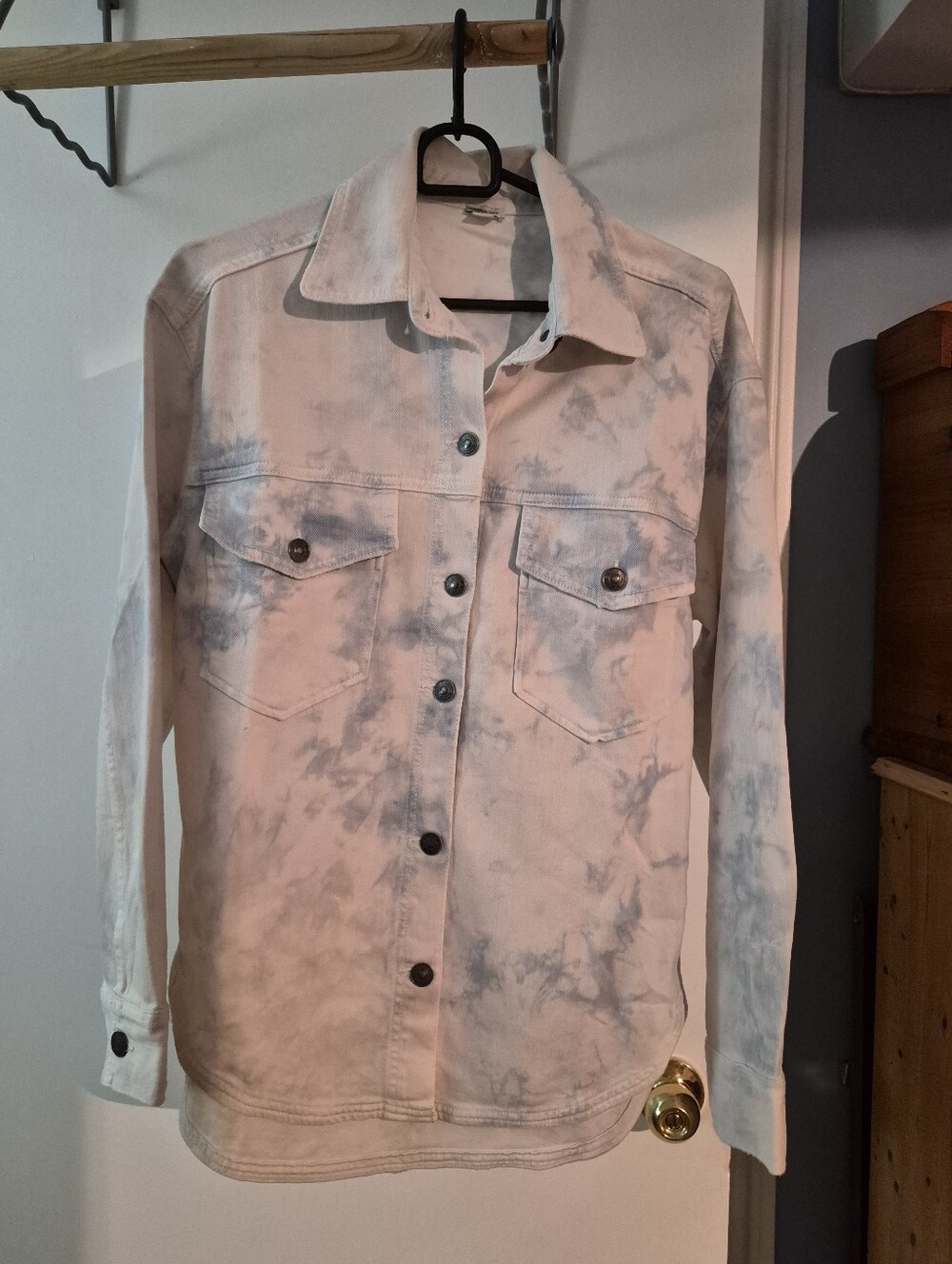 Aerie Cloud Blue Tie-Dye Oversized Denim Shacket Jacket Size XS